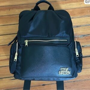 Steve Madden Black Backpack with Gold Accents